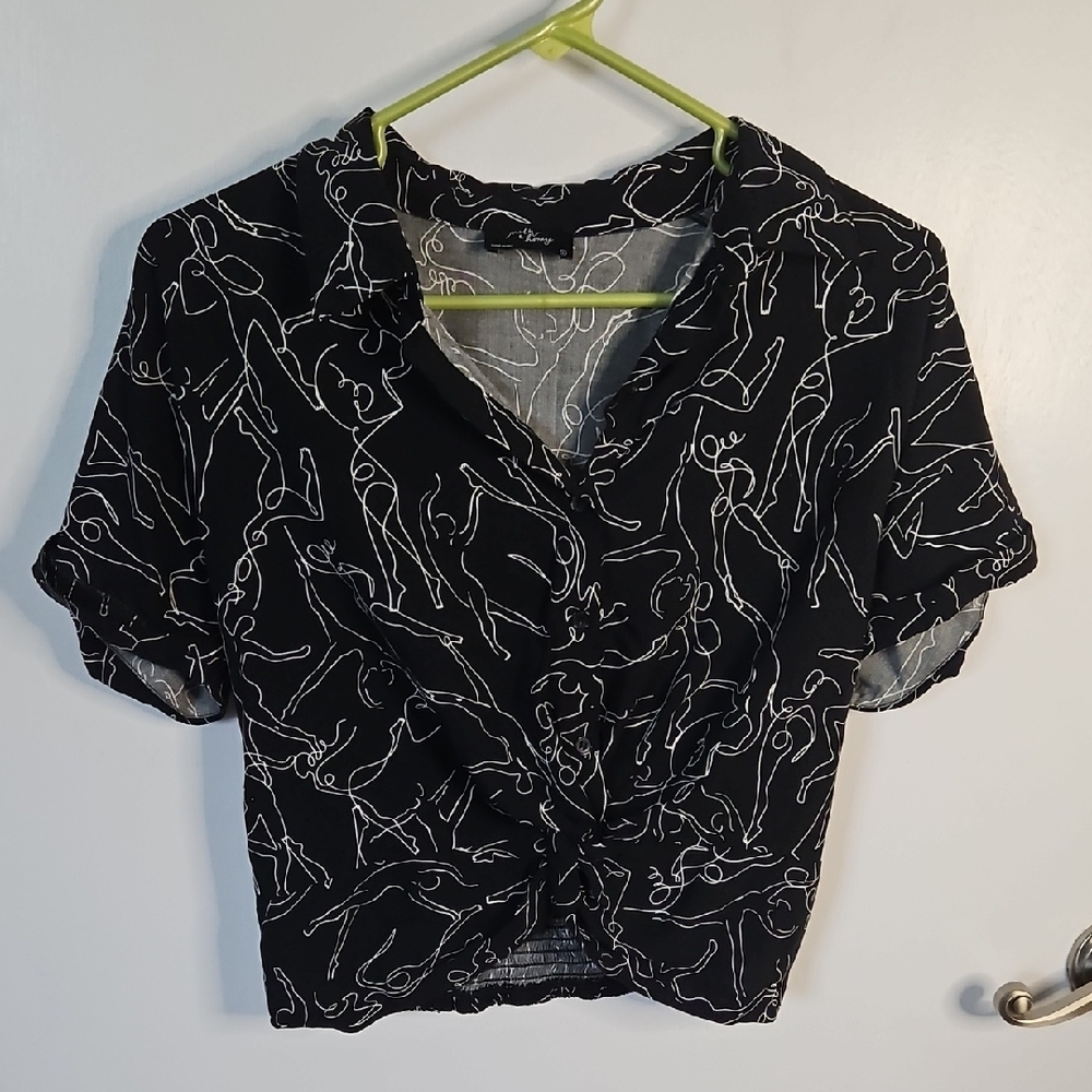 Milk & Honey cropped collared button down dancers design